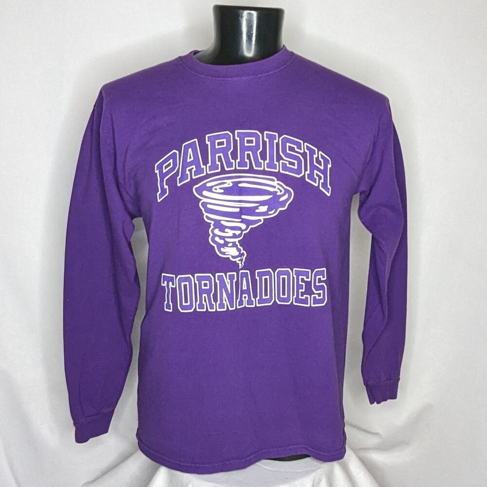Delta Men's Long Sleeve Graphic T-Shirt Large Purple Cotton